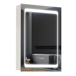 kleankin Bathroom LED Lighted Medicine Cabinet with Mirror Wall-mounted with Shelves