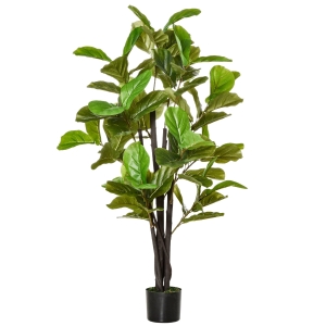 HOMCOM 4.5 Feet Artificial Fiddle Leaf Fig Plant, Potted Fake Tree, Indoor / Outdoor Décor