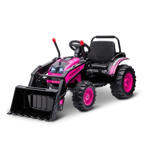 Aosom Kids Ride On Excavator, 6V Battery Tractor with Music and Headlights, Pink