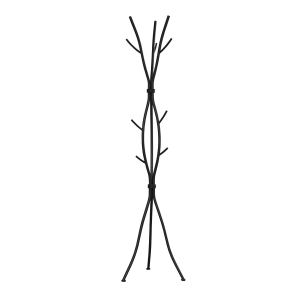 Monarch 74" Modern Tree Branch Inspired 12-Hook Metal Coat Tree Hanger Rack - Hammered Black Finish