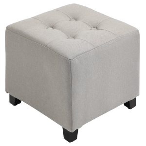 HOMCOM Button Tufted Square Footrest Cube for Living Room Bedroom or Dining Room White
