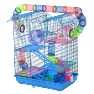 PawHut 5 Tiers Hamster Cage Animal Travel Carrier Habitat with Accessories Included
