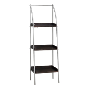 Monarch 48" Contemporary Open Concept 3 Shelf Bookshelf - Cappuccino Wood-look / Silver Metal