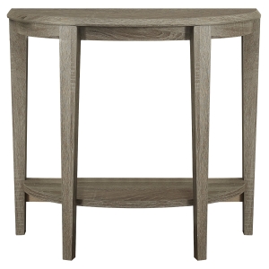Monarch 36" Transitional Style Half-Moon Shaped 2-Tier Accent Console Table - Dark Taupe Reclaimed Wood-Look Finish