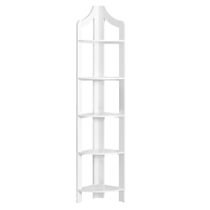 Monarch 72" Wood Grain-Look 5-Tier Corner Accent Display Bookcase - White Finish