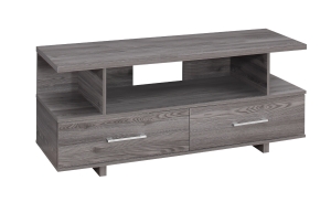 Monarch 48" Contemporary Wood Grain-Look Open Storage Shelf 2-Drawer Console TV Stand - Grey Tones Finish