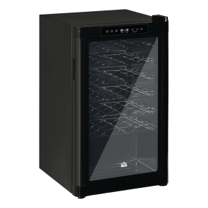 HOMCOM 34" Wine Beverage Cooler Refrigerator w/ 33 Bottle Capacity & LCD Screen, Black