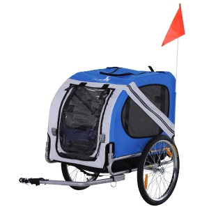 Aosom Bike Trailer Cargo Cart for Dogs and Pets with 3 Entrances Large Wheels for Off-Road & Mesh Screen, White