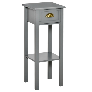 HOMCOM 2-Tier Nightstand Side Table w/ Drawer & Shelf for Living Room or Bedroom, Grey