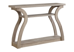 Monarch 47" Contemporary 3-Tier Wood Grain-Look Curved Leg Base Accent Console Table - Dark Taupe Finish