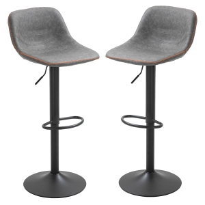 HOMCOM Heavy Metal Base Swivel Counter Height Dining Chairs with 360 Movement, Set of 2