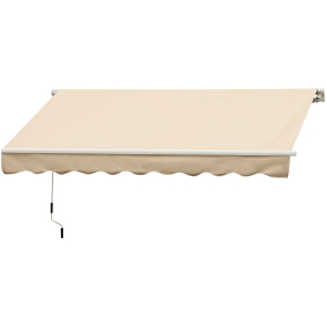 Outsunny 10' x 8' Manual Retractable Sun Shade Patio Awning - Beige Sand