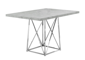 Monarch 48" x 36" Rectangular Wood Top Chrome Metal Base Modern Dining Table - Grey Cement