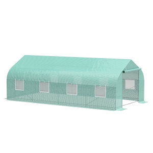 Outsunny 20' x 10' x 7' Deluxe High Tunnel Walk-in Garden Greenhouse Kit - Green