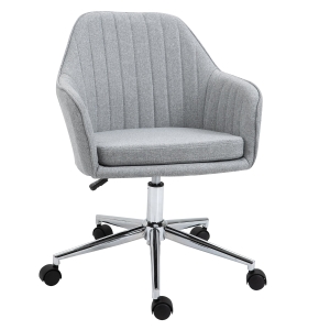 Vinsetto Office Computer Chair Mid-Back Task Chair with Tub Shape Design, Lined Pattern Back and Swivel Wheels for Living Room, Grey