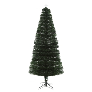 HOMCOM 7ft Pre-Lit Artificial Christmas Tree with Star Tree Topper, 280 Branch Tips, 6 Color LED Lights for Decoration