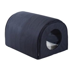 PawHut Winter Portable Heated Double Wide Water-Resistant Indoor Outdoor cat houses for multiple cats - Black