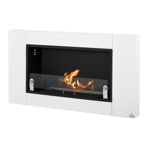 HOMCOM Ethanol Fireplace, 43.25 Wall-Mounted 0.73 Gal Stainless Steel Max 323 Sq. Ft., Burns up to 4 Hours, White