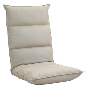 HOMCOM Foldable Linen Fabric Sofa Ground Seat w Moveable Head & Footrest, Cream White