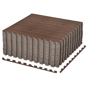HOMCOM Puzzle Floor Tiles, Interlocking EVA Foam Mats w/ Borders Pack of 25, Brown
