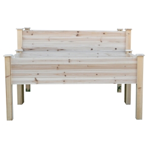 Outsunny 2-Level Raised Garden Bed Elevated Wood Planter Box Stand for Vegetables Flower Herb w/ Drainage Holes, 2 Compartments Design Outdoor Patio Balcony Backyard