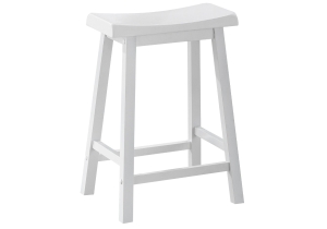 Monarch 2 Piece 24" Saddle Seat Wooden Counter Height Barstool Chair Set - White Finish
