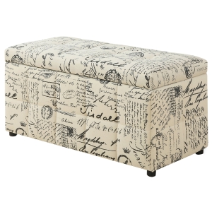 Monarch 38" Vintage French Fabric Storage Ottoman - Beige