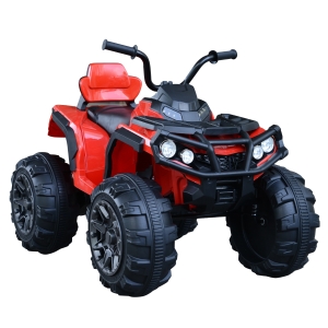 Aosom Kids Ride-on Four Wheeler ATV Car with Real Working Headlights, Music/Radio Player & Smooth Suspension - Red