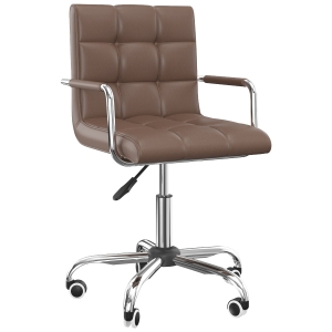 HomCom Modern Tufted PU Leather Midback Home Office Chair with Lumbar Support - Brown