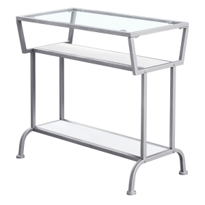 Monarch 22" 3-Tier Contemporary Tempered Glass Top Metal Framed Side Accent Table - White Finish