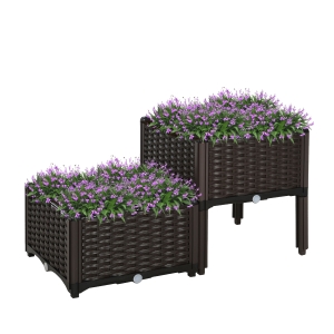 Outsunny 2-piece Raised Flower Bed Vegetable Herb Planter Lightweight