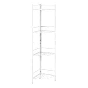 Monarch 58" H Modern 4-Tier Metal Corner Etagere Bookcase - White