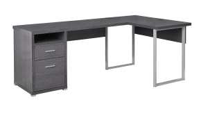 Monarch 80" L-Shaped Contemporary Wood-look Computer Desk - White / Grey Cement