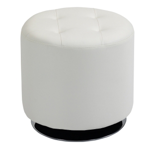 HOMCOM 360° Swivel Foot Stool Round PU Ottoman w/ Thick Padding and Solid Steel Base