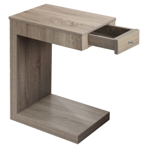 Monarch 24" Modern Wood Grain-Look C-Shaped Side Accent Table with Storage Drawer - Dark Taupe Finish