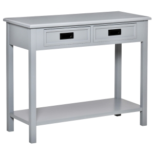 HOMCOM Console Table with 2 Storage Drawers and Open Shelf Sofa Table for Hallway, Grey