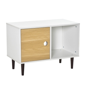 PawHut Wooden Cat House Cat litter box Table Hideaway Cabinet with Storage, White