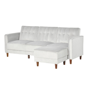 HOMCOM Modern Sofa bed Reversible Sectional Sofa Set Velvet-Touch Sleeper Futon