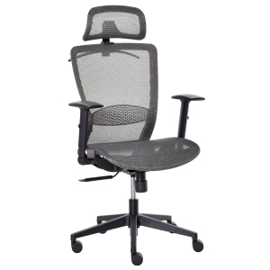 Vinsetto High-Back Mesh Home Office Chair with Coat Hanger, Computer Task Chair with Adjustable Height, Arms, Headrest and Lumbar Support, 360° Wheels and Seat, Reclining Function, Grey