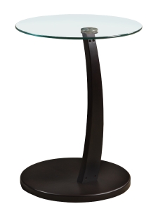 Monarch 18" Round Contemporary Bentwood Base Tempered Glass Top Accent Side Table - Cappuccino Brown Finish