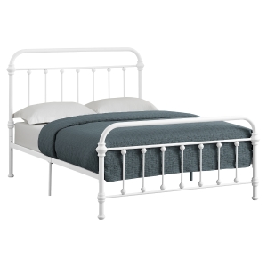 Monarch 56" Contemporary Vertical Slat Finial Metal Bed Frame - Full Size - White Finish