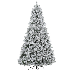 HOMCOM 7.5ft Christmas Tree Artificial Snow Flocked with 1346 Branches and 550 Warm White LED Lights