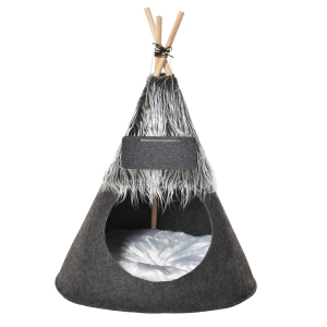 PawHut Pet Teepee Tent Cat Bed / Small Dog House w/ Cushion, Chalkboard