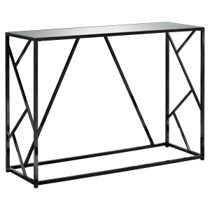 Monarch 44" Minimalist Glam Mirrored Top Metal Frame Accent Hall Sofa Console Table - Black Nickel Finish