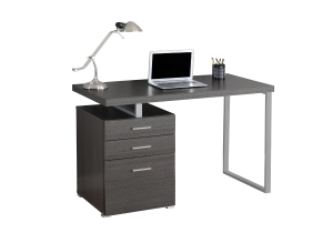 Monarch 48" Contemporary 3 Drawer Polished Wood-look Office Computer Desk - Grey