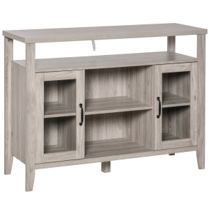 HOMCOM Retro Sideboard Buffet Cabinet with Storage Shelves, 2 Framed Glass Doors and Anti-Topple, Grey