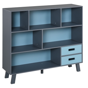 HOMCOM 3-Tier Bookcase Chest Open Shelves Cabinet Home Office Storage Furniture with Drawers