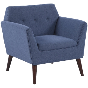 HOMCOM Traditional Living Room Chair, Armchair with Button Tufted Polygonal Straight Back, Single Sofa with Thick Padding - Blue