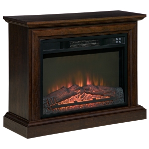 HOMCOM 31" Electric Fireplace with Dimmable Flame Effect and Mantel, Freestanding Space Heater with Log Hearth and Remote Control, 1400W, Brown