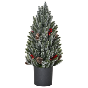 HOMCOM 1.5ft Miniature Snow Flocked Christmas Tree Tabletop Holiday Decoration